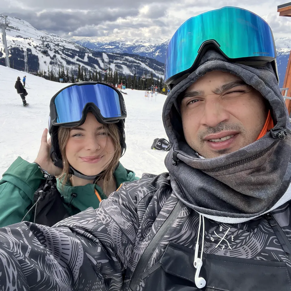 CJ and Merinah, founders of Live a Little Creative, on the mountain