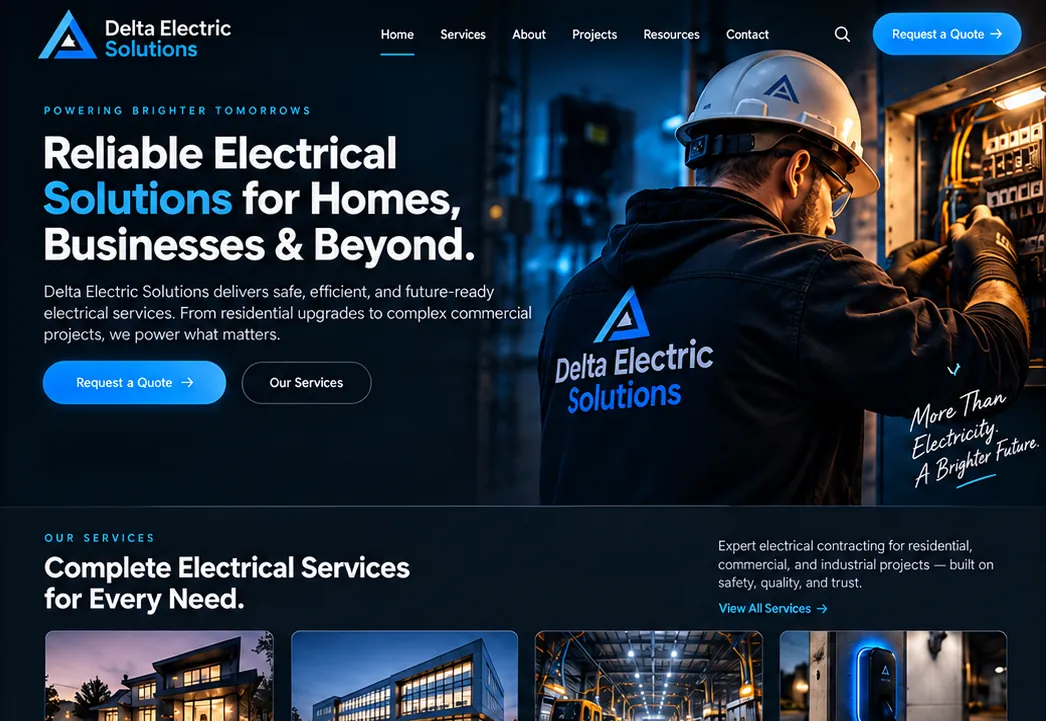 Delta Electric Solutions, the redesigned homepage
